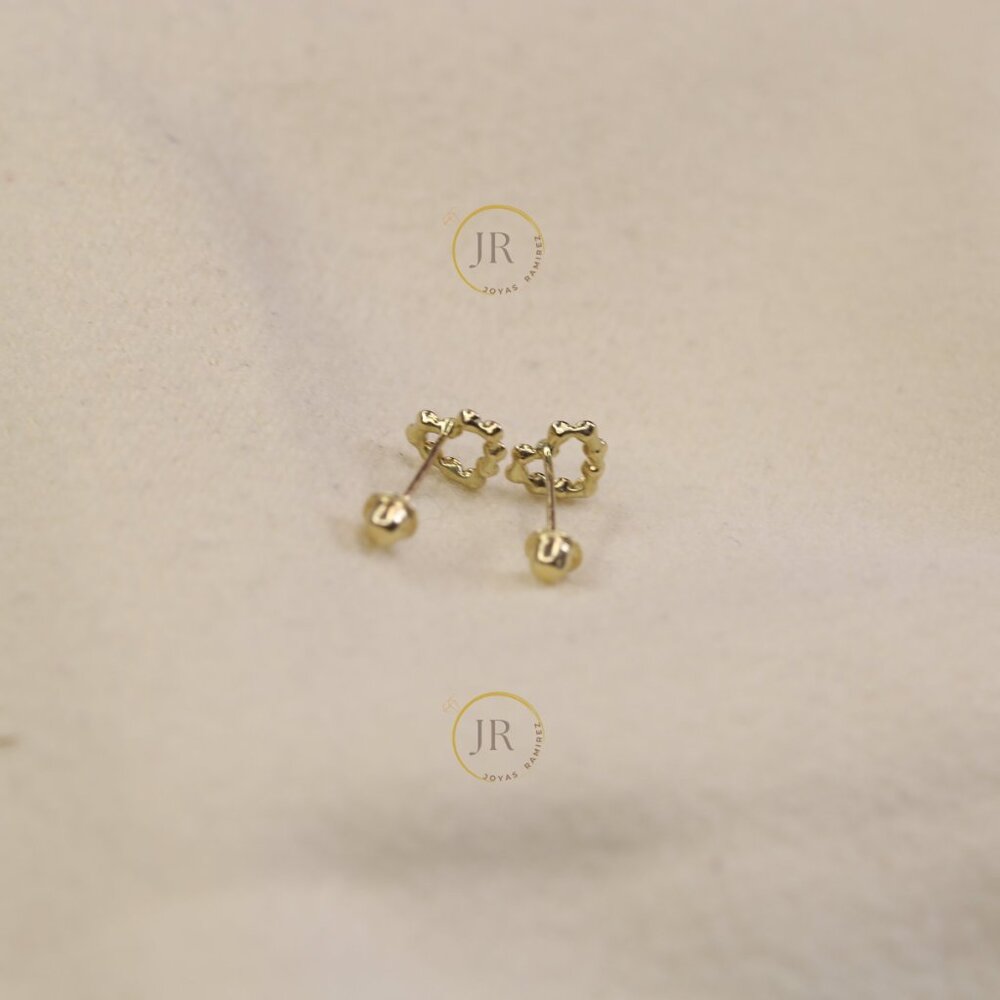 14K Yellow Gold Heart Stud Earrings with Rainbow Colors · Dainty & Elegant. - Picture 5 of 8